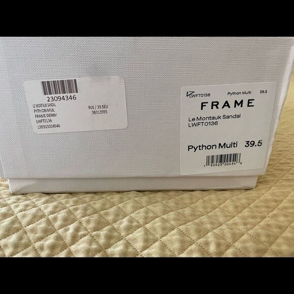 NWT FRAME Le Montauk Criss Cross Sandals, Size 39.5 Euro/9 US, Python Multi - Picture 9 of 14